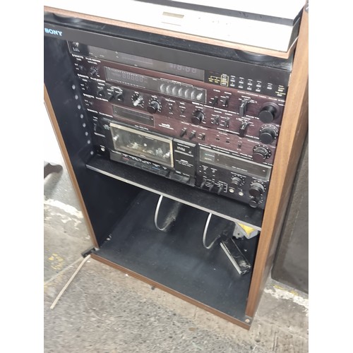 637 - A super retro Sony Plus Series stereo system with turntable, program timer, stereo tuner, preamplifi... 