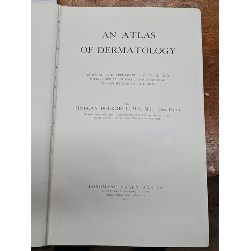 829 - An antique large hardback book titled 'An Atlas of Dermatology - Shewing the Appearances Clinical an... 