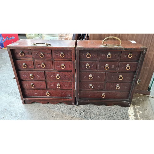 963 - Star Lot : A fabulous vintage Chinese Apothecary folding cabinet, with 22 drawers.  Fabulous work in... 