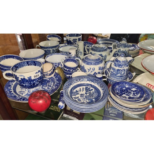 984 - A lovely large collection of pottery in a beautiful blue and white traditional pattern including Ada... 