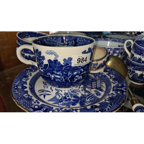 984 - A lovely large collection of pottery in a beautiful blue and white traditional pattern including Ada... 