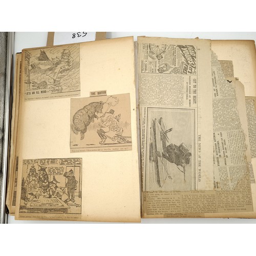 538 - Star Lot: A fabulous WWI propaganda scrap book packed full of humorous scraps and clippings.