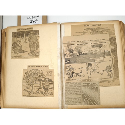 538 - Star Lot: A fabulous WWI propaganda scrap book packed full of humorous scraps and clippings.