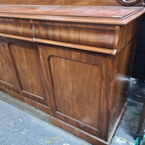 996 - Star Lot : A large and impressive beautiful red mahogany sideboard with carved gallery back featurin... 