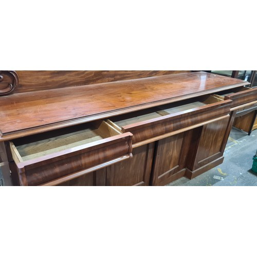 996 - Star Lot : A large and impressive beautiful red mahogany sideboard with carved gallery back featurin... 