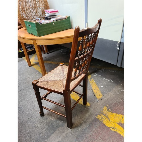 999 - Star Lot : A fabulous country kitchen wide plank table with 6 high back Sugan chairs. really lovey s... 