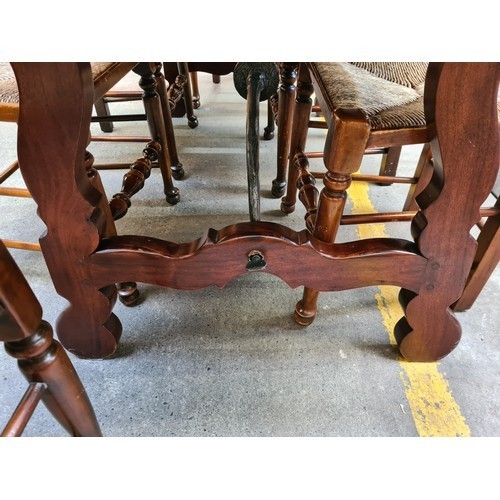 999 - Star Lot : A fabulous country kitchen wide plank table with 6 high back Sugan chairs. really lovey s... 