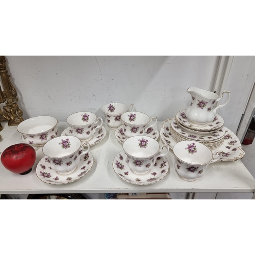 168 - A lovely fully  Royal Albert 21 piece complete tea set in the sweet violets pattern. Beautiful delic... 