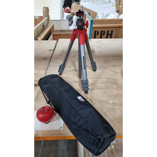 1002 - A Manfrotto compact light aluminium tripod with ball head and carry bag. Very high end brand in the ... 