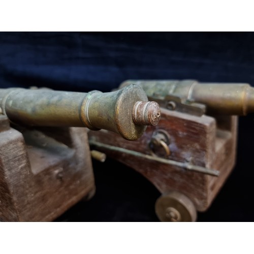 169 - Star Lot : A fabulous Pair of 19th century Very heavy Brass Signal Canons. With firing holes. These ... 