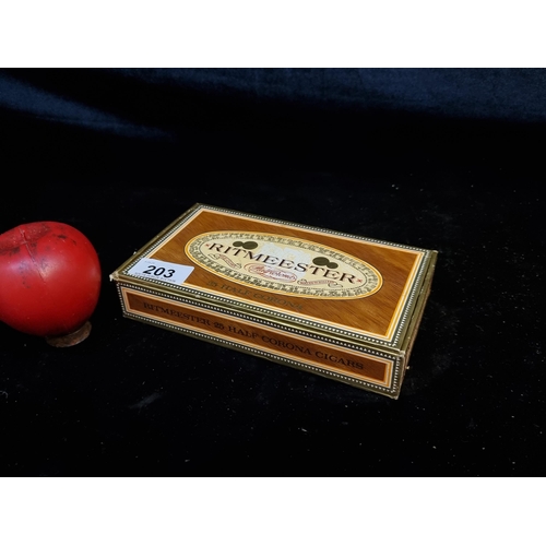 203 - A Ritmeester vintage cigar box containing 5 Half Corona mint condition sealed cigars