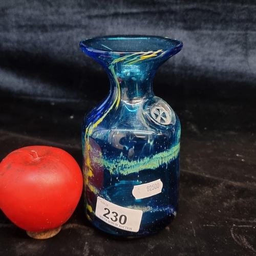 230 - An art studio glass vase signed Medina in sea blue with maltese cross Similar €145.00 on design mark... 