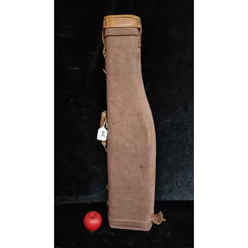 318 - A superb antique leather leg of mutton gun case with straps and handle.