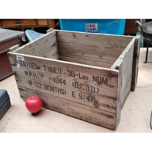 441 - A rustic Irish potatoes crate with nice clean lettering.