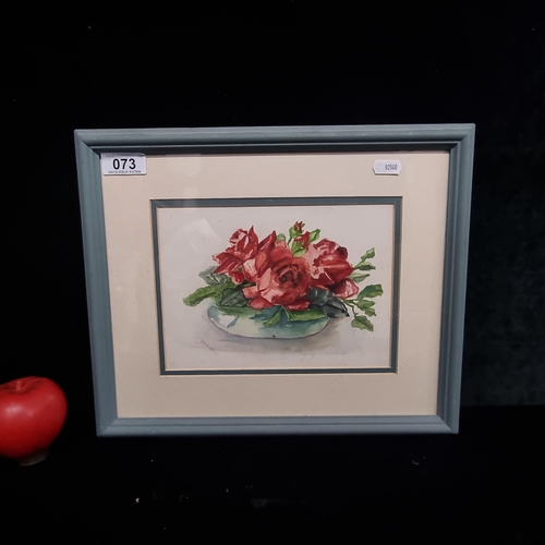 73 - A charming 1920s watercolour on paper painting. Features a still life of roses. Initialed 'D.H.H' bo... 