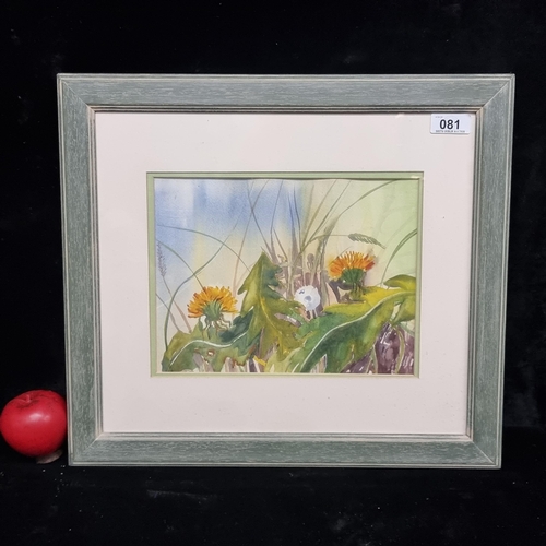 81 - A wonderful original watercolour on paper painting. Features a botanical study of dandelions. Housed... 