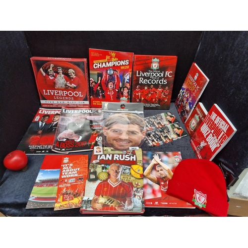 962 - A collection of Liverpool football club related items including a hat, a 'Steven Gerrard' face mask ... 