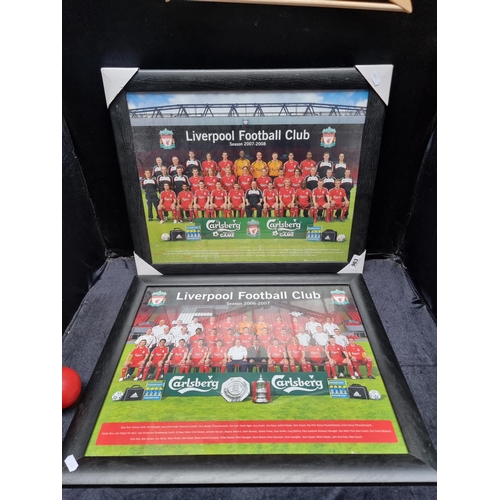 963 - A series of two Liverpool football club team photo  pictures. Housed in a smart wooden black frame.