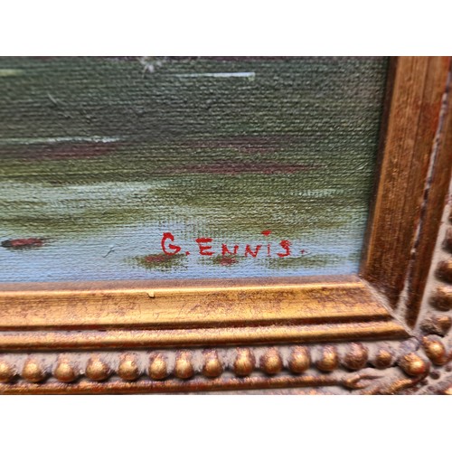 62 - Star Lot: An original George Ennis (Am. 1884-1936) Oil on canvas painting. Features a riverside land... 