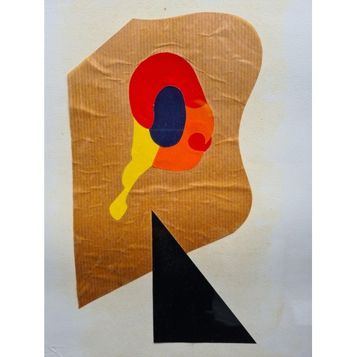 96 - Star Lot: A brilliant Italian 1980's paper cutout collage painting. Features bright abstracted forms... 