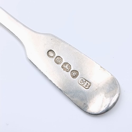 505 - A sterling silver sugar spoon, hallmarked London, 1836. Length of spoon - 14 cms. Weight - 30.2 gram... 