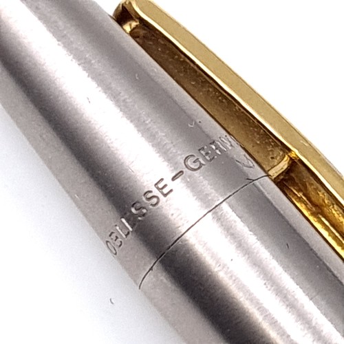 6 - Star Lot : A Mont Blanc ballpoint pen set in brushed chrome with gold metal detailing. Top with Mont... 