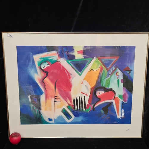 102 - A large high quality giclee print of an expressionist painting in bright unfaded colours. Housed in ... 