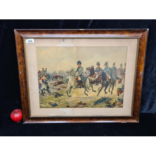 68 - An excellent early 20th century large chromolithograph featuring a Napoleon victorious in battle. Ho... 