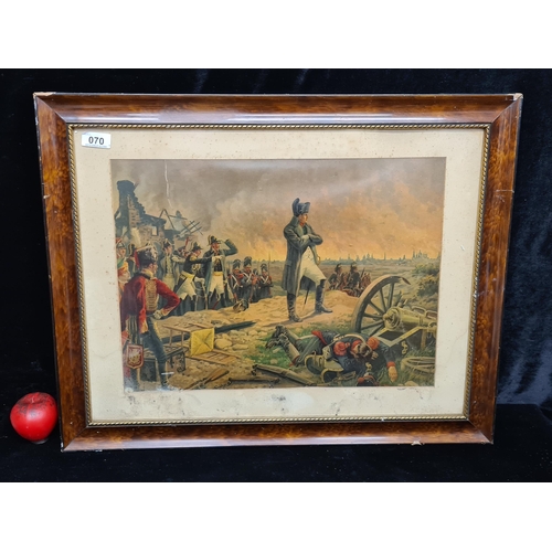 70 - A fabulous dramatic early 20th century Large chromolithograph featuring Napoleon watching the burnin... 