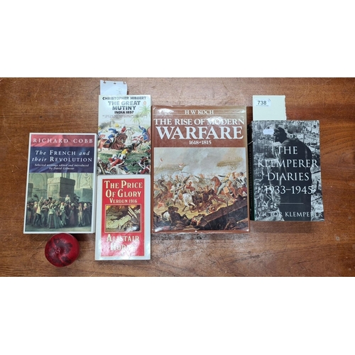 738 - Four works on historical themes, including two focused on warfare, one on the French Revolution, and... 