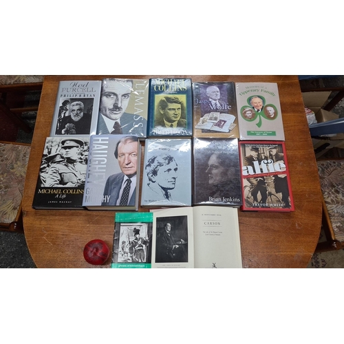 740 - An interesting collection of eleven hardback books, mostly Irish biographies. Including a signed har... 