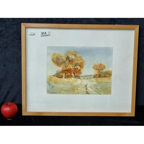 814 - A super original watercolour on paper painting featuring autumnal trees in a landscape. Signed P. Bu... 