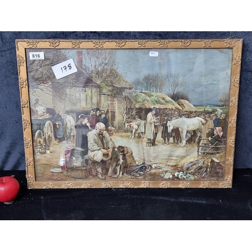 816 - An oleograph print / painting on paper featuring 'The sale of Old Dobbin'. Originally painted by Joh... 