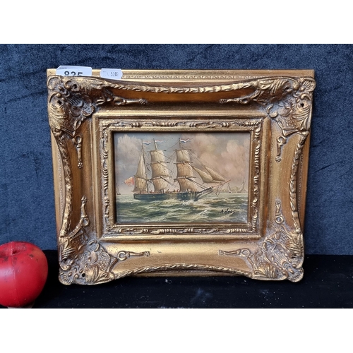 835 - An Albert Hess (b.1895 - d.1960) oil on board painting. Features a seascape with French sailing ship... 