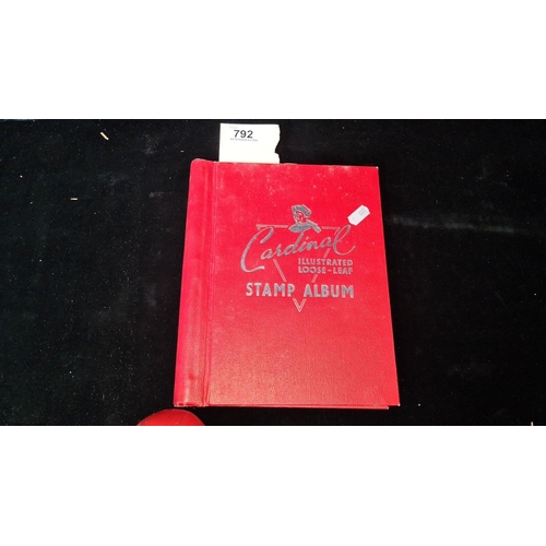 792 - Cardinal Illustrated Loose-Leaf Stamp Album containing a varied collection of world stamps, includin... 