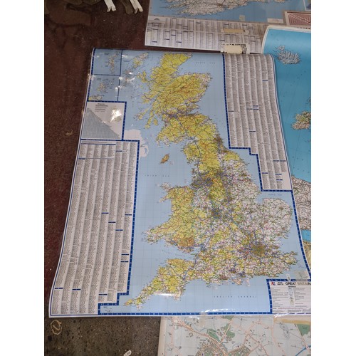 378 - Four large fully laminated maps including a European, two Irish and a British example.