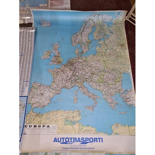 378 - Four large fully laminated maps including a European, two Irish and a British example.