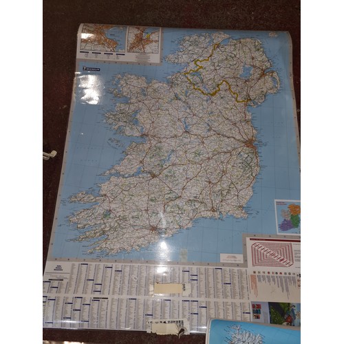 378 - Four large fully laminated maps including a European, two Irish and a British example.