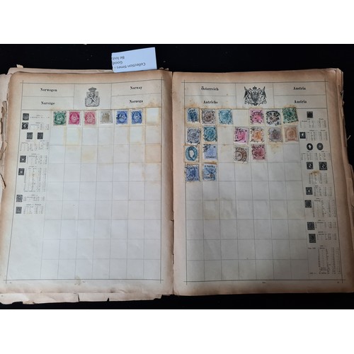 789 - Vintage Illustrated Postage Stamp Album, Album is 20-30% full but the stamps are early. Strong on It... 