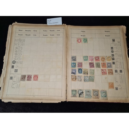 789 - Vintage Illustrated Postage Stamp Album, Album is 20-30% full but the stamps are early. Strong on It... 