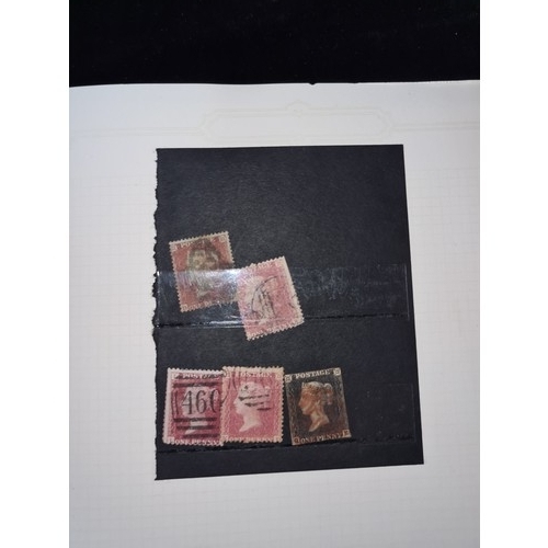 797 - Vintage stamp album with a selection of early postage British  stamps, Inc Two Penny black, lots of ... 