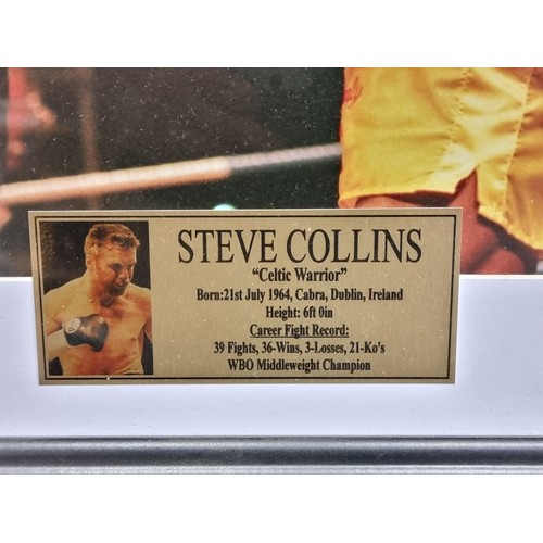 61 - Star Lot: A hand signed photographic print of Irish Boxer 'Steve Collins' and Chris Eubank'. Signatu... 