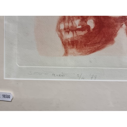 66 - A wonderful limited edition (3/4) copper plate etching featuring a human skull. Signed 'Muriet' bott... 