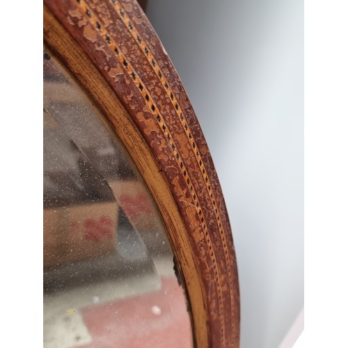 350 - Star Lot : A beautiful Edwardian  bevelled OVER mantle mirror featuring exquisite parquetry inlay. U... 