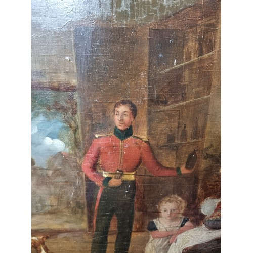 813 - Star Lot: A fabulous 19th century oil on board painting featuring British officers celebrating in an... 