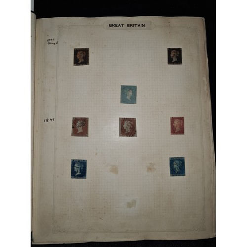 793 - Star Lot : Antique stamp album, A very presented early stamp album of mounted stamps. inc over print... 