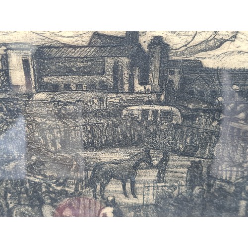 89 - An original stunning copper plate engraving featuring a busy horse fair scene. Rendered in intricate... 