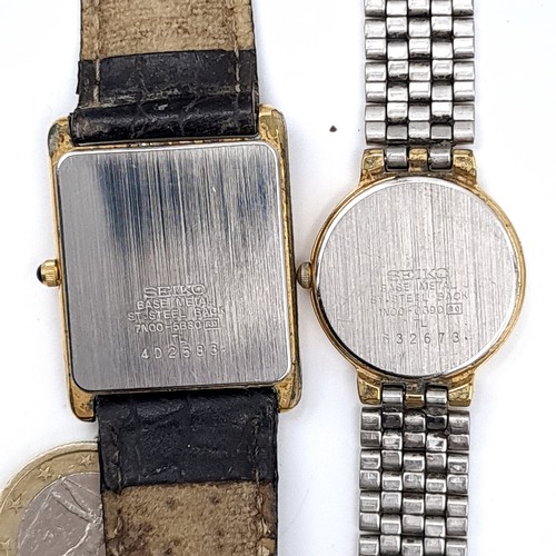 1143 - Two exquisite vintage ladies and gents SEIKO wrist watches including a leather strap example.