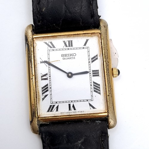 1143 - Two exquisite vintage ladies and gents SEIKO wrist watches including a leather strap example.