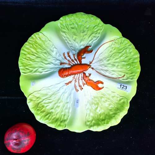 123 - A whimsical large 1960s hand painted ceramic Carlton ware serving platter featuring a lobster to cen... 